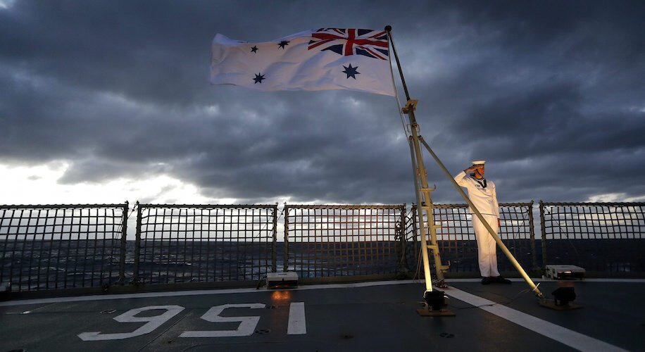 White ensign and navy soilder