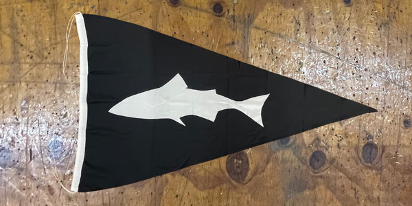 Black pennant with white shark