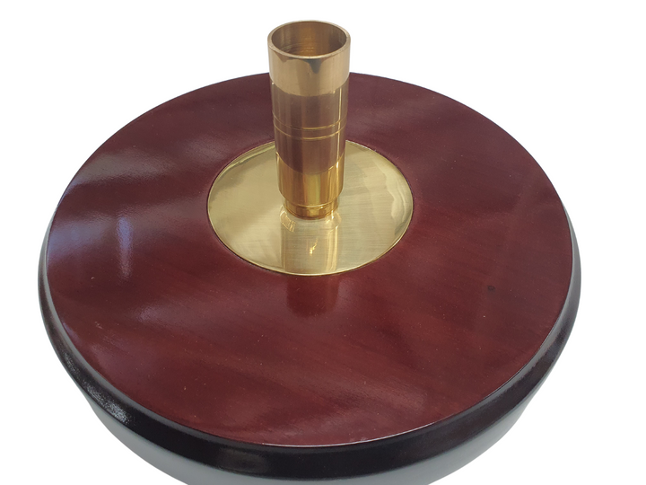Single wooden and brass flag pole base 